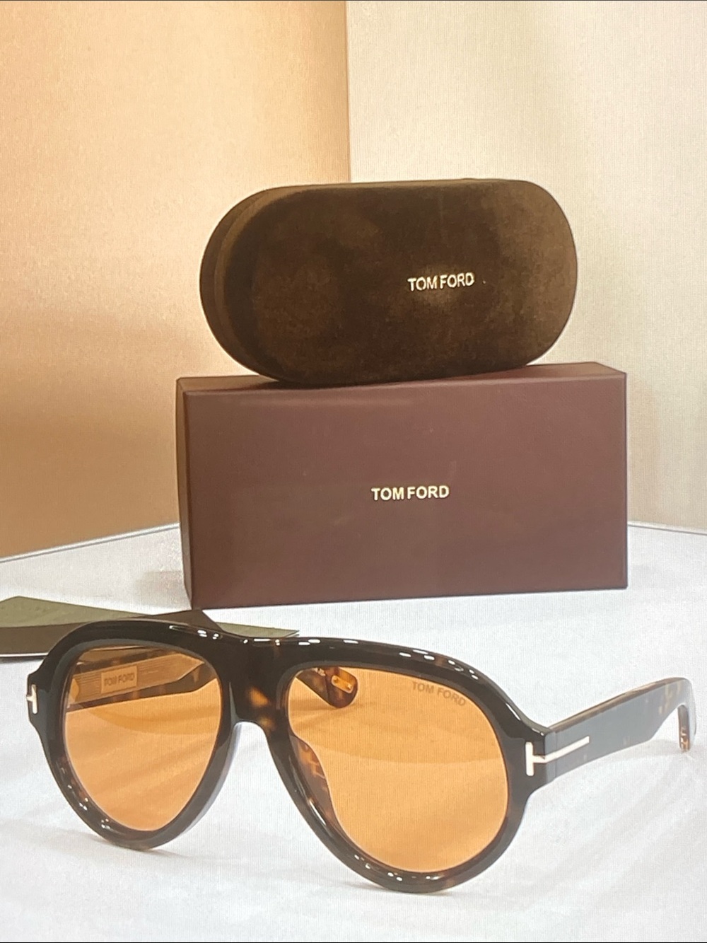 Tom Ford Black Frame Amber Lens Sunglasses with Case - Picture 4 of 9